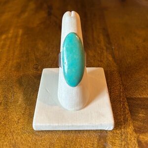 Sterling Turquoise Oval Ring size 7 designer stamp